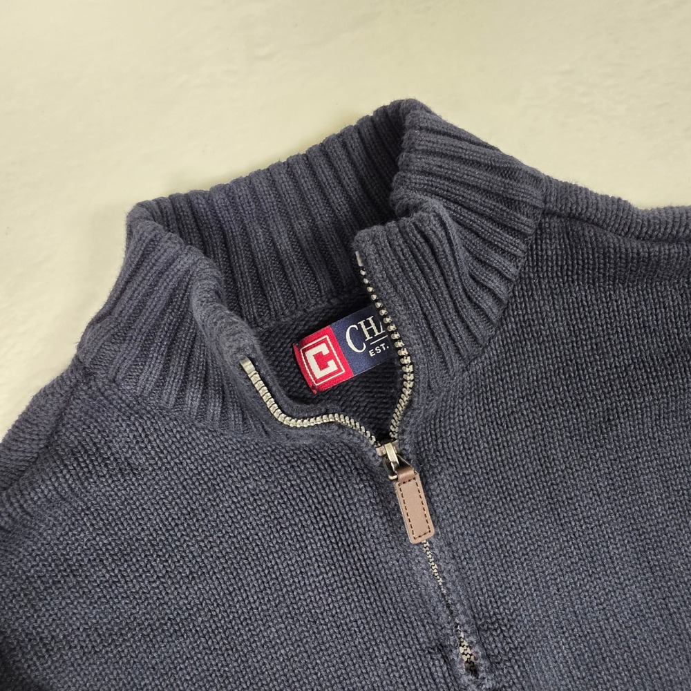 Chaps Mens Navy Blue 100% Cotton Quarter Zip Pullover Sweater Size Medium